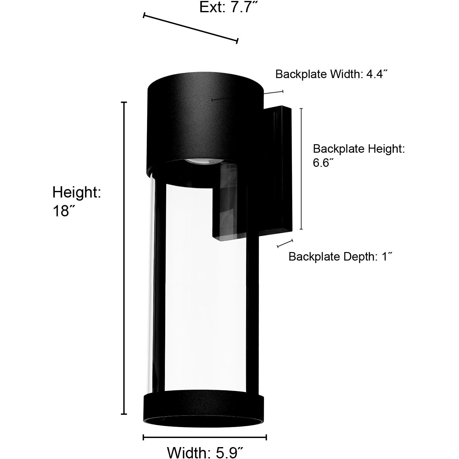 Trefor LED 18 inch Powder Coated Black Outdoor Wall Sconce
